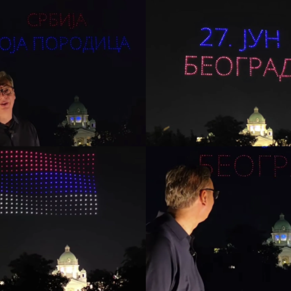 Dron šou ispred Skupštine; Moćna poruka iznad Beograda; Vučić: "Vidimo se sutra u 18h" VIDEO