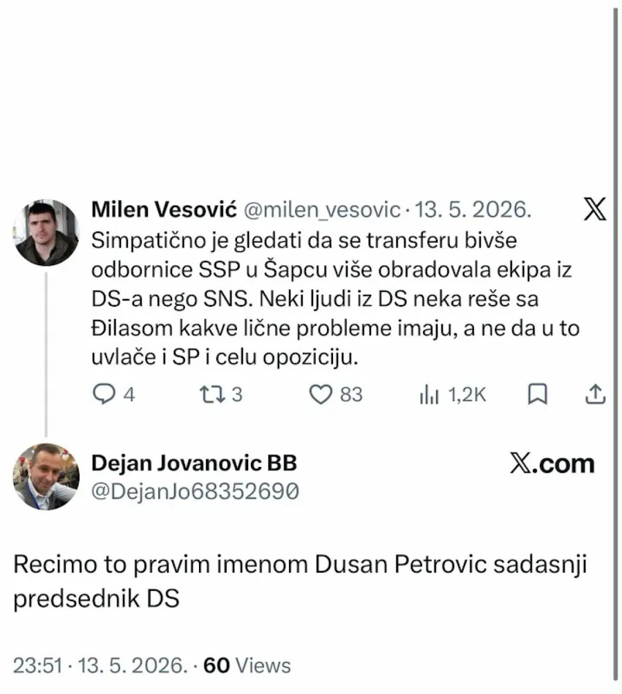 Funkcioner Ponoševe stranke: Petrović upravlja DS-om, Milivojević samo sprovodi njegove odluke FOTO