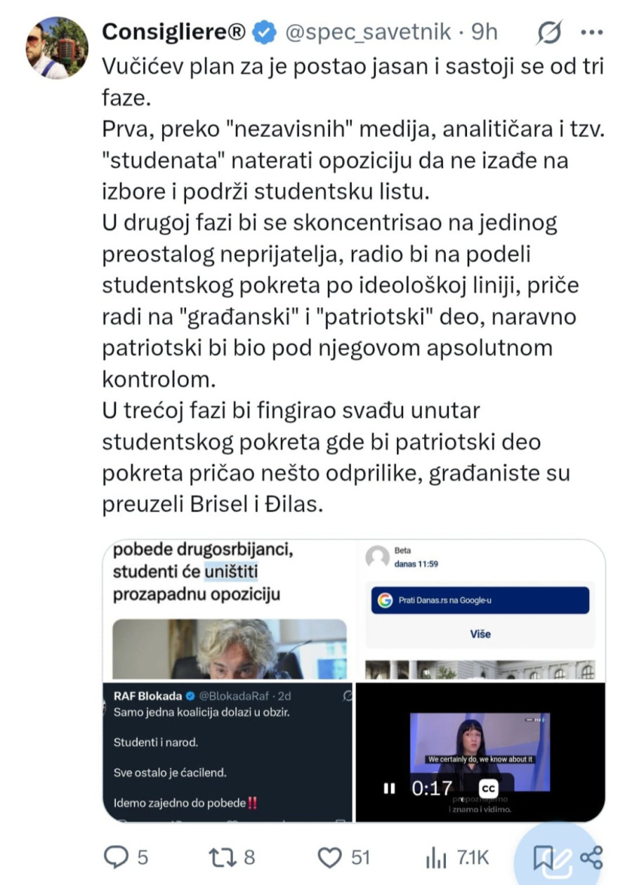 Blokaderska paranoja: Vučić kontroliše nezavisne medije, deo opozicije, pa čak i same blokadere FOTO