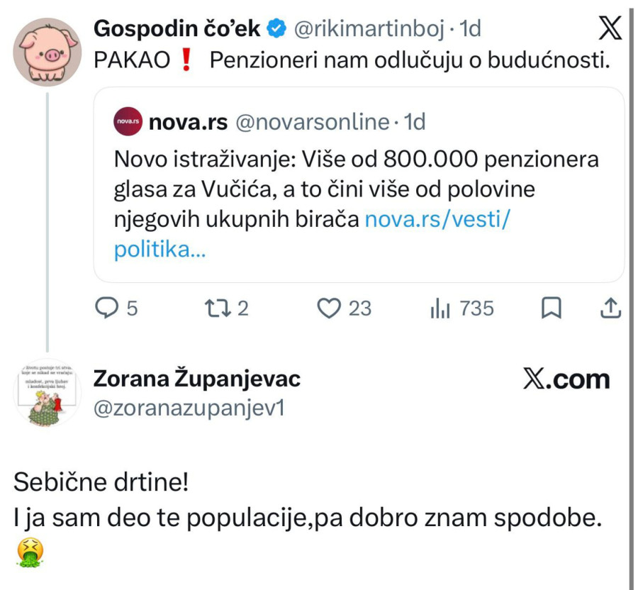 Stiglo istraživanje da su penzioneri uz Vučića, blokaderi odmah udarili; Strašne uvrede na račun baka i deka