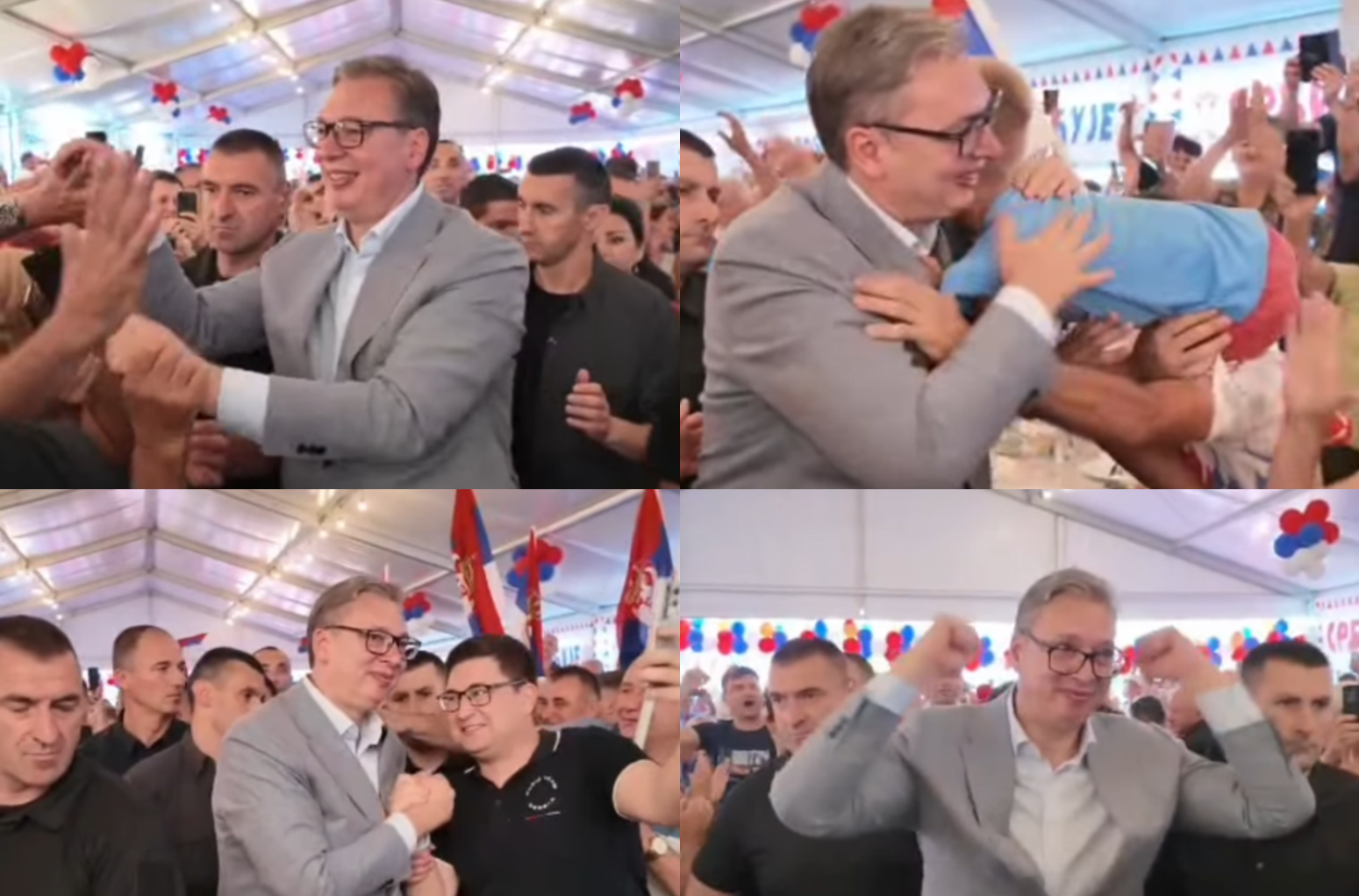 Vučića u Jadranskoj Lešnici dočekao veliki broj građana; Orilo se "Aco, Srbine"; Vijorile se srpske zastave
