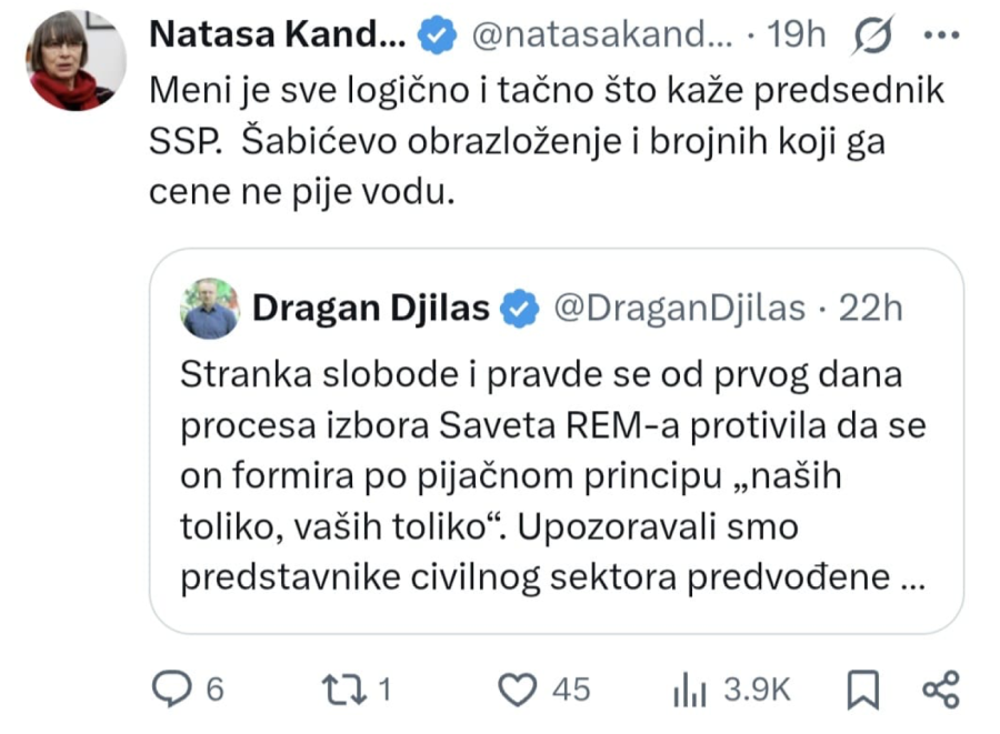 Blokaderi ratuju međusobno; I Nataša Kandić stala uz Đilasa i napala Šabića