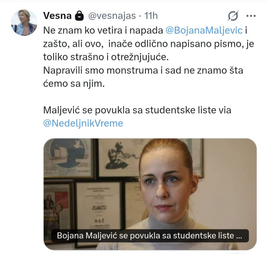Pismo Maljevićke otkrilo: Blokaderski blok poput monstruma kog su napravili  i sada ne znaju šta će sa njim