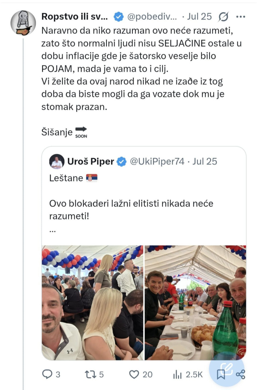 Blokaderi ne prestaju da mrze narod; Ko podržava Vučića je seljačina, a oni su normalni FOTO