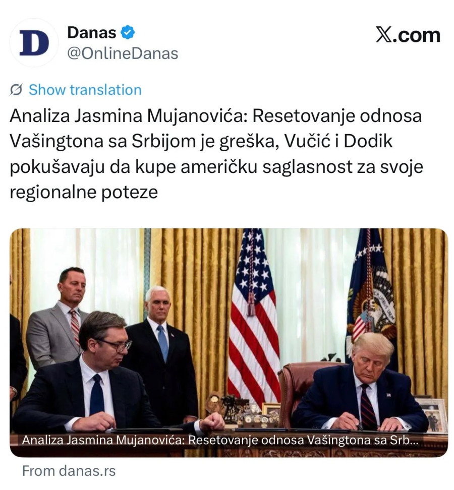 Ne mogu da podnesu uspeh Srbije; Blokaderski Danas udario na jačanje odnosa sa SAD