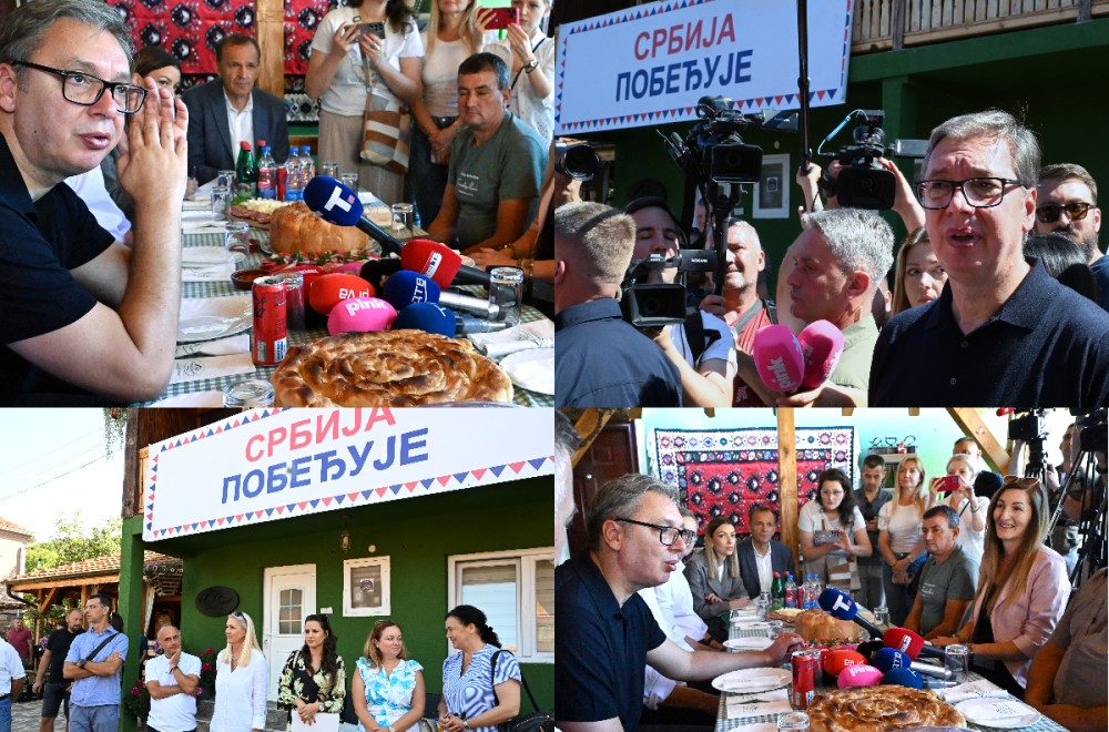 Vučić u Temsku, obilazi poljoprivredno i seosko-turističko gazdinstvo; Najavio povećanje penzija i minimalca