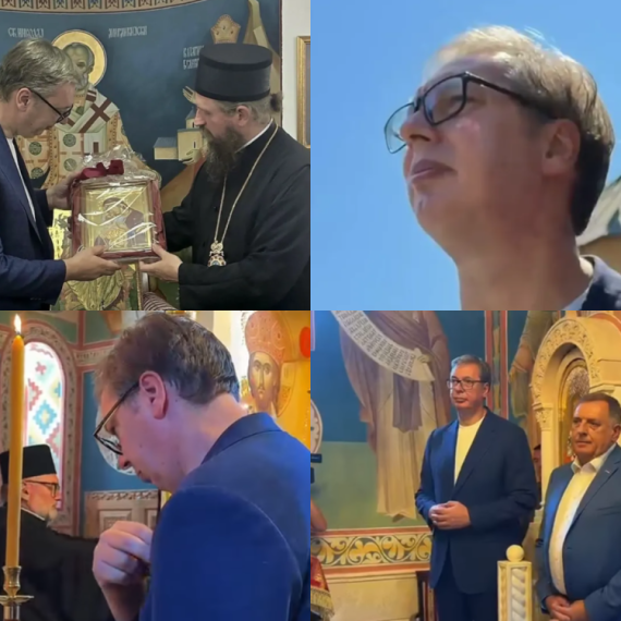 Vučić u manastiru Rmanj; Dočekao ga vladika Sergije; "Ne postoje bosanski ili hrvatski Srbi, mi smo svi Srbi"