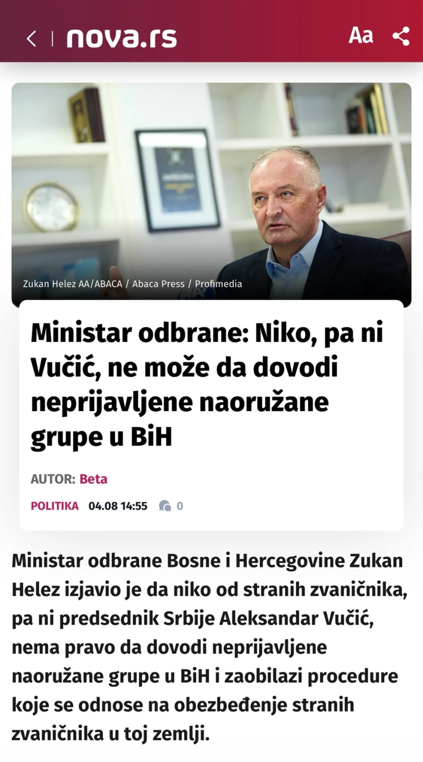 Za blokadersku Novu S Helez nije ministar BiH; Kao da je rod rođeni FOTO