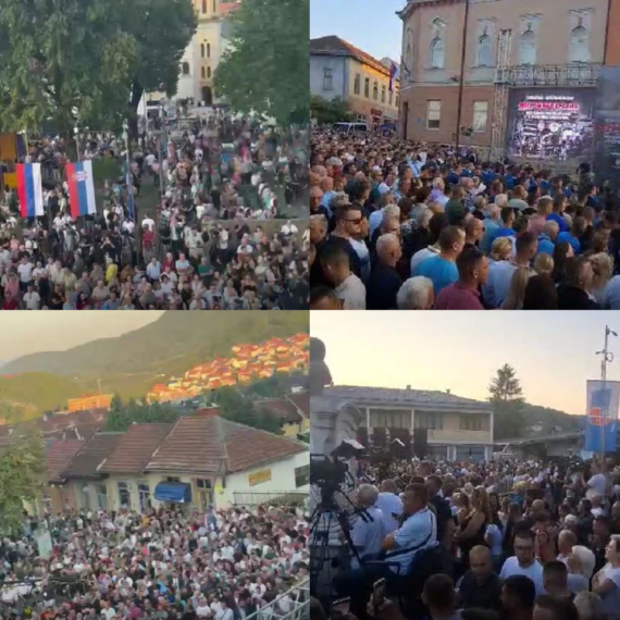 Ogroman broj ljudi se okupio u Mrkonjić Gradu; Čeka se obraćanje Vučića VIDEO