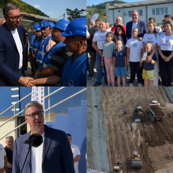 Vučić obišao radove na brani Svračkovo kod Arilja: "Ovo menja lice Srbije"; Posetio firmu "Sportex" FOTO/VIDEO