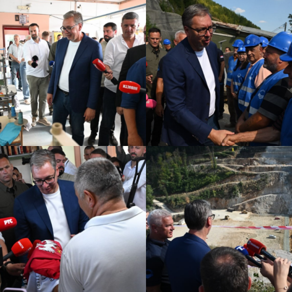Vučić obišao radove na brani Svračkovo kod Arilja: "Ovo menja lice Srbije"; Posetio firmu "Sportex" FOTO/VIDEO
