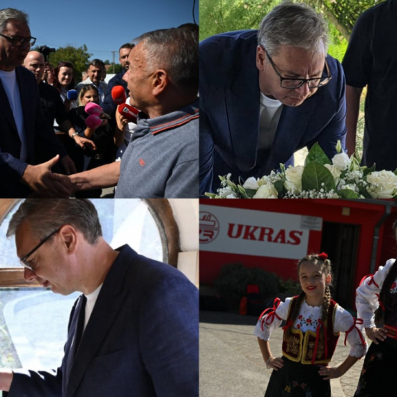 Vučić u Jagodini: Dočekali ga meštani; Ori se "Aco, Srbine"; Razgovora sa građanima; Obišao Palmin grob