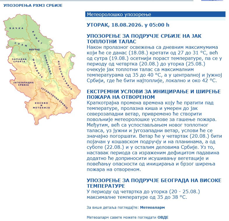To je to, upaljen je crveni alarm; Srbija gori zbog toplotnog udara