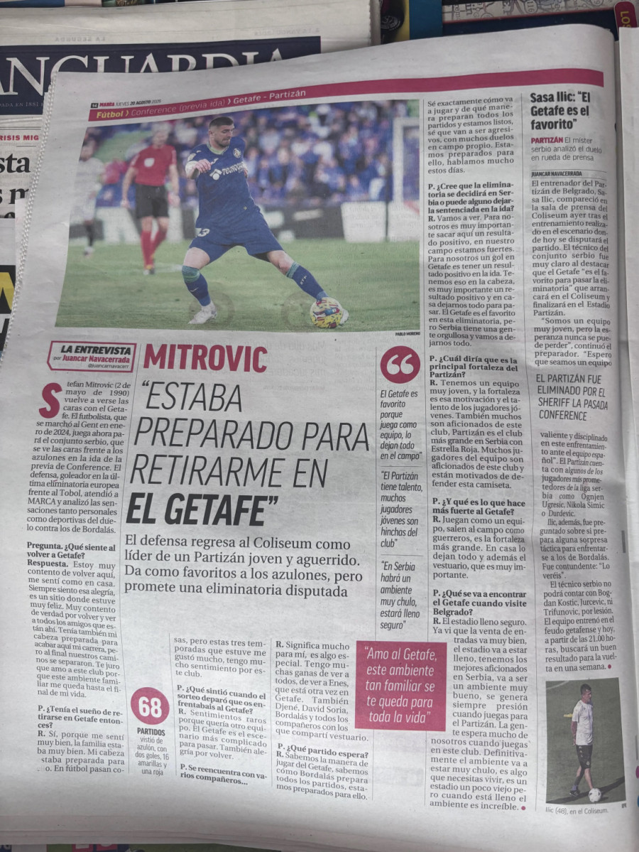 Španski mediji pred Hetafe – Partizan: Na život ili smrt! FOTO