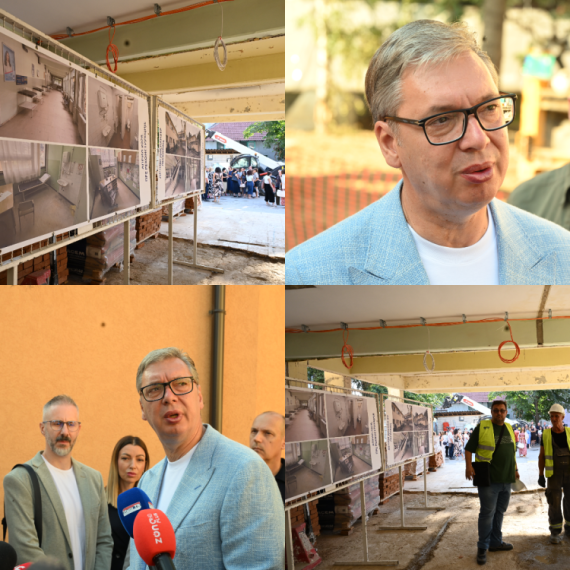Vučić u Leskovcu: Obilazi radove na rekonstrukciji "Dečijeg dispanzera"; "Dajemo preko 50 miliona evra" VIDEO