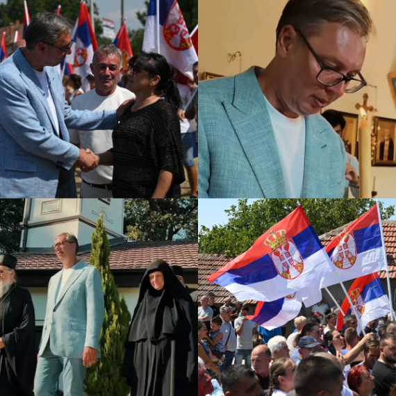Vučić u Pčinjskom okrugu: Rešavao probleme okupljenog naroda; Obišao manastir Preobraženja Gospodnjeg VIDEO