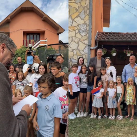 Vučić sa porodicom u selu Parcane: "Nema lepše slike od pune kuće"; "Za dobrodošlicu su se pobrinuli najmlađi"