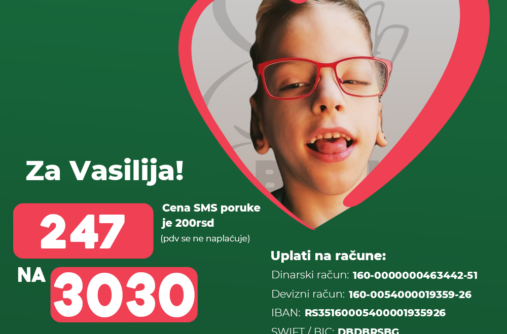 Da Vasilije ima normalan život, pošalji 247 na 3030; Čekaju ga operacije očiju i još mnogo toga