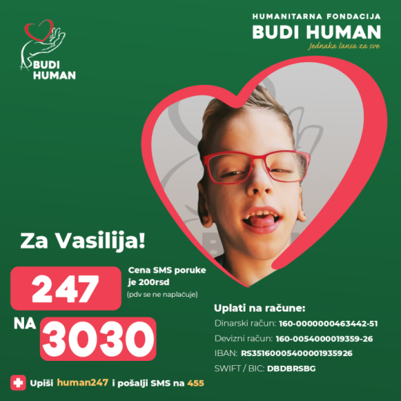 Da Vasilije ima normalan život, pošalji 247 na 3030; Čekaju ga operacije očiju i još mnogo toga
