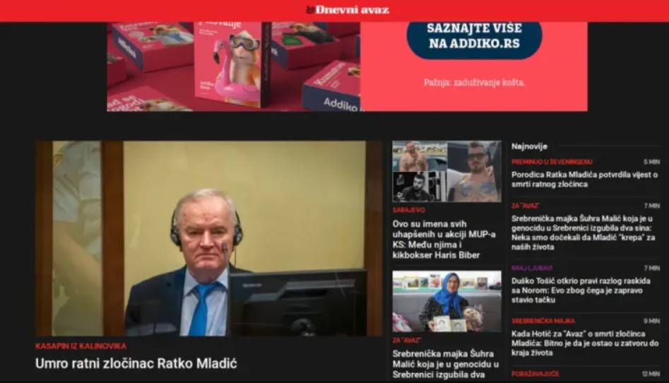 Sramni napadi: Hrvatski i sarajevski mediji se utrkuju u likovanju i vređanju preminulog generala Mladića