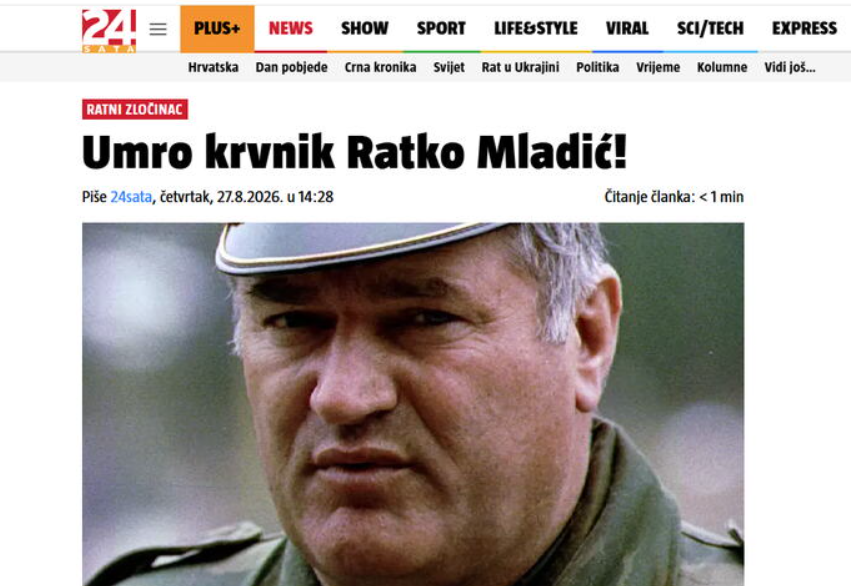 Sramni napadi: Hrvatski i sarajevski mediji se utrkuju u likovanju i vređanju preminulog generala Mladića