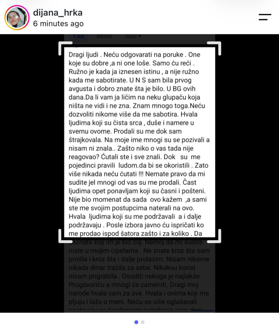 Hrka poručila blokaderima: Nije bio momenat da ovo kažem, ali prodali ste me i okoristili se o mene FOTO