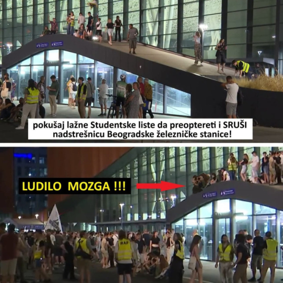 Katastrofa; Blokaderi pokušali da sruše nadstrešnicu nad ulazom u Železničku stanicu Prokop FOTO