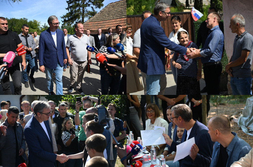 Mališan u Bačkoj Topoli poklonio Vučiću crtež; Nastavak posete u Malom Iđošu; Sluša probleme ljudi FOTO/VIDEO