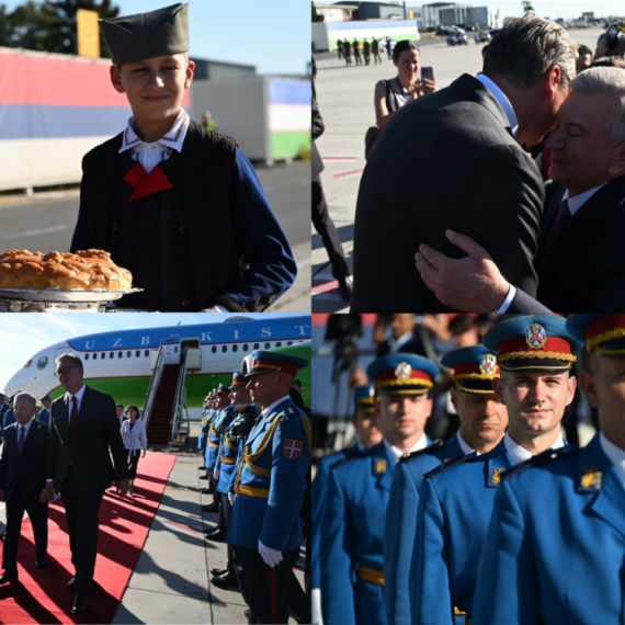 Crveni tepih, garda, pogača i so; Vučić dočekao predsednika Uzbekistana Šavkata Mirzijojeva FOTO/VIDEO