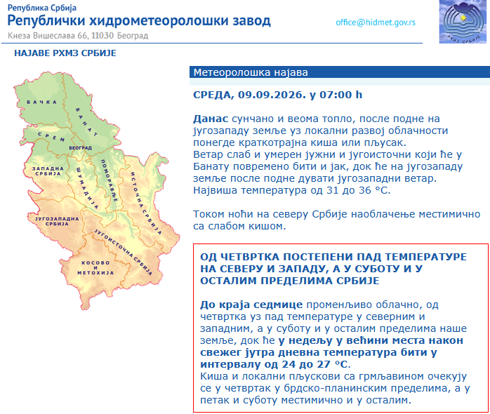 Srbijo, spremi se! Sledi ledeni tuš; Tačno od ovog datuma temperatura pada za čak 20 stepeni