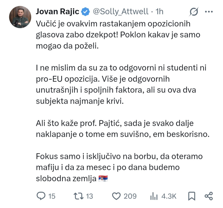 Opozicioni advokat Jovan Rajić priznao: Vučić je zab