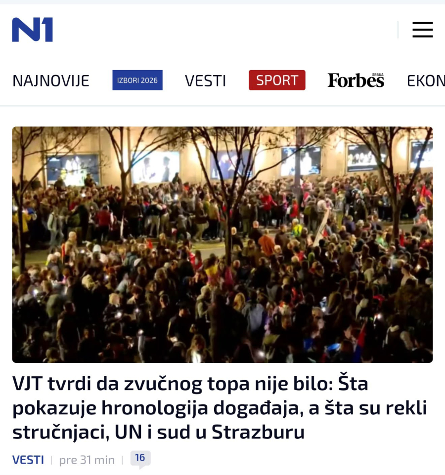 N1 namerno dovodi u zabludu javnost pominjanjem suda u Strazburu; Namešteno izveštavanje o zvučnom topu