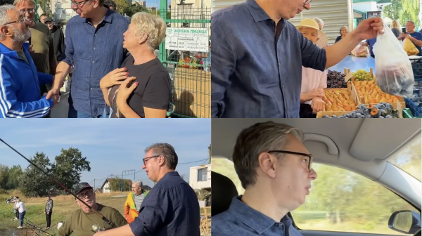 Vučić u Velikoj Plani; Dočekao ga veliki broj ljudi; Razgovara sa narodom VIDEO