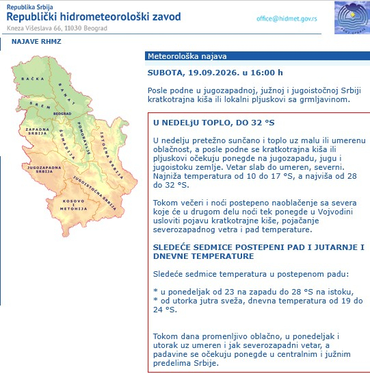 Vreme se naglo menja – stižu pljuskovi; Ovi krajevi Srbije su prvi na udaru