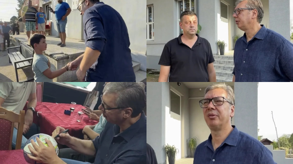 "Prvi put da predsednik dolazi kod nas"; Vučić posetio Bačinac: "Fudbal, kafana, a usput i ozbiljne stvari"