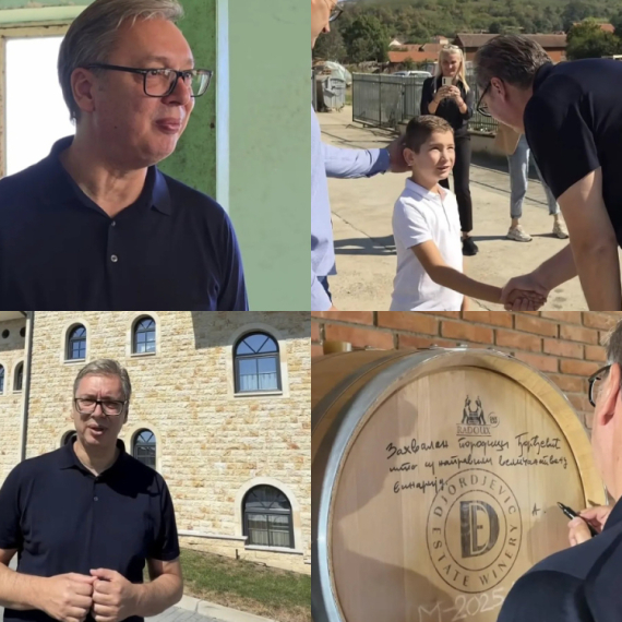 Vučić sa porodicom Milojević:"Takvi ljudi vode Srbiju napred"; Nakon toga posetio i vinariju "Đorđević" VIDEO