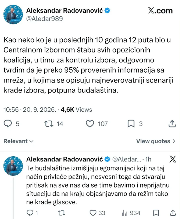Generalni sekretar PSG razotkrio blokaderske laži: To što govore o krađi izbora su budalaštine