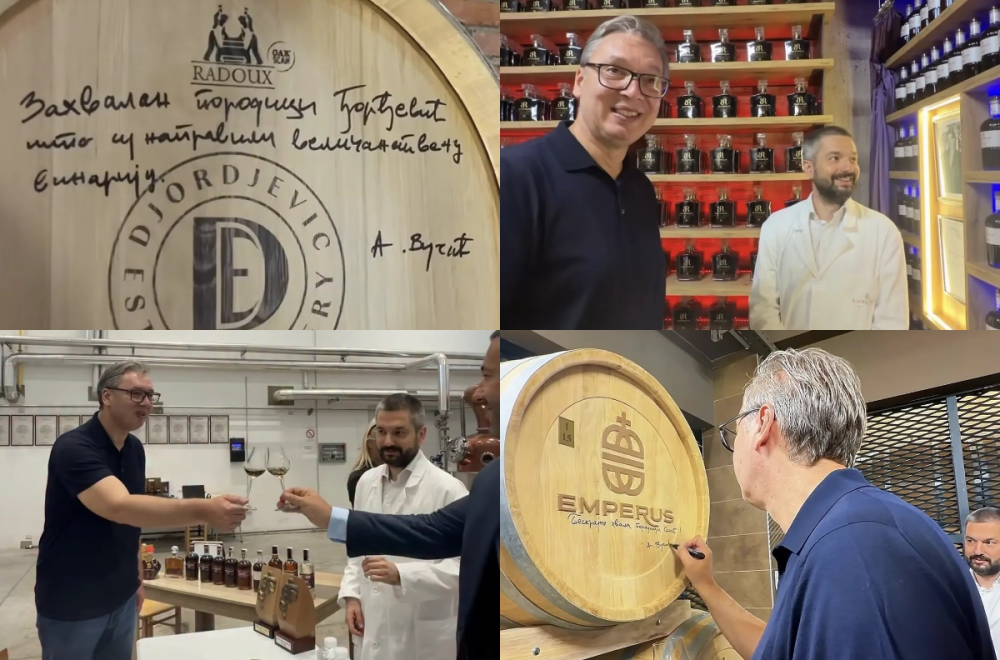Vučić obišao vinariju Đorđević i destileriju Emperus; Sjajno društvo i vrhunski znalci VIDEO