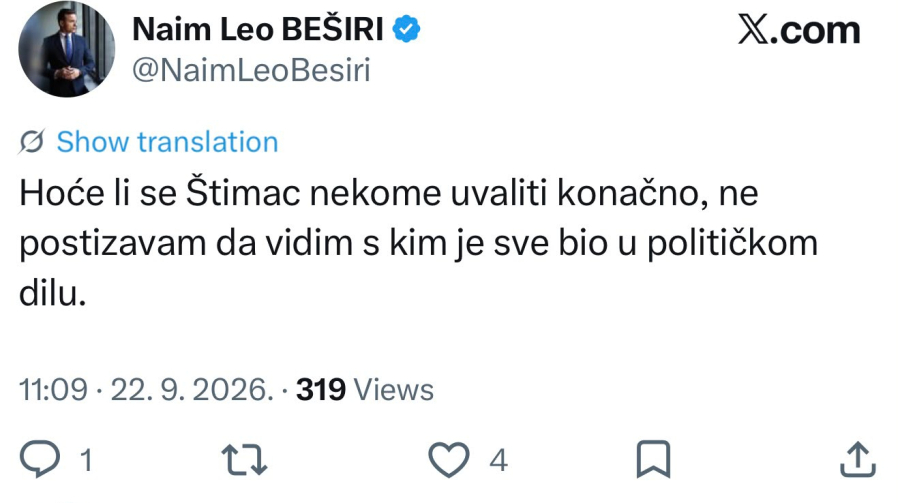 Naim Leo Beširi opleo po Štimcu; Još mesec dana do izbora, a oni ratuju li ratuju FOTO
