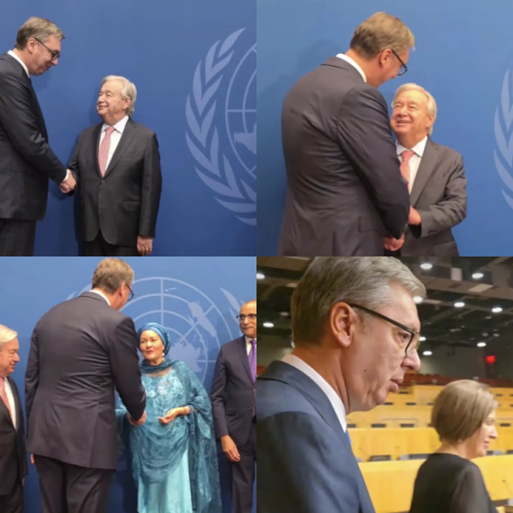Vučić na prijemu kod Gutereša u sedištu Ujedinjenih nacija, uoči početka Generalne skupštine VIDEO