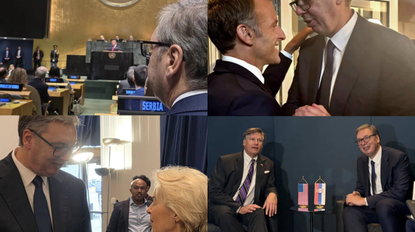 Vučić u Njujorku sa svetskim liderima; Srdačan susret sa Makronom; Sastao se i sa Kristoferom Landauom FOTO