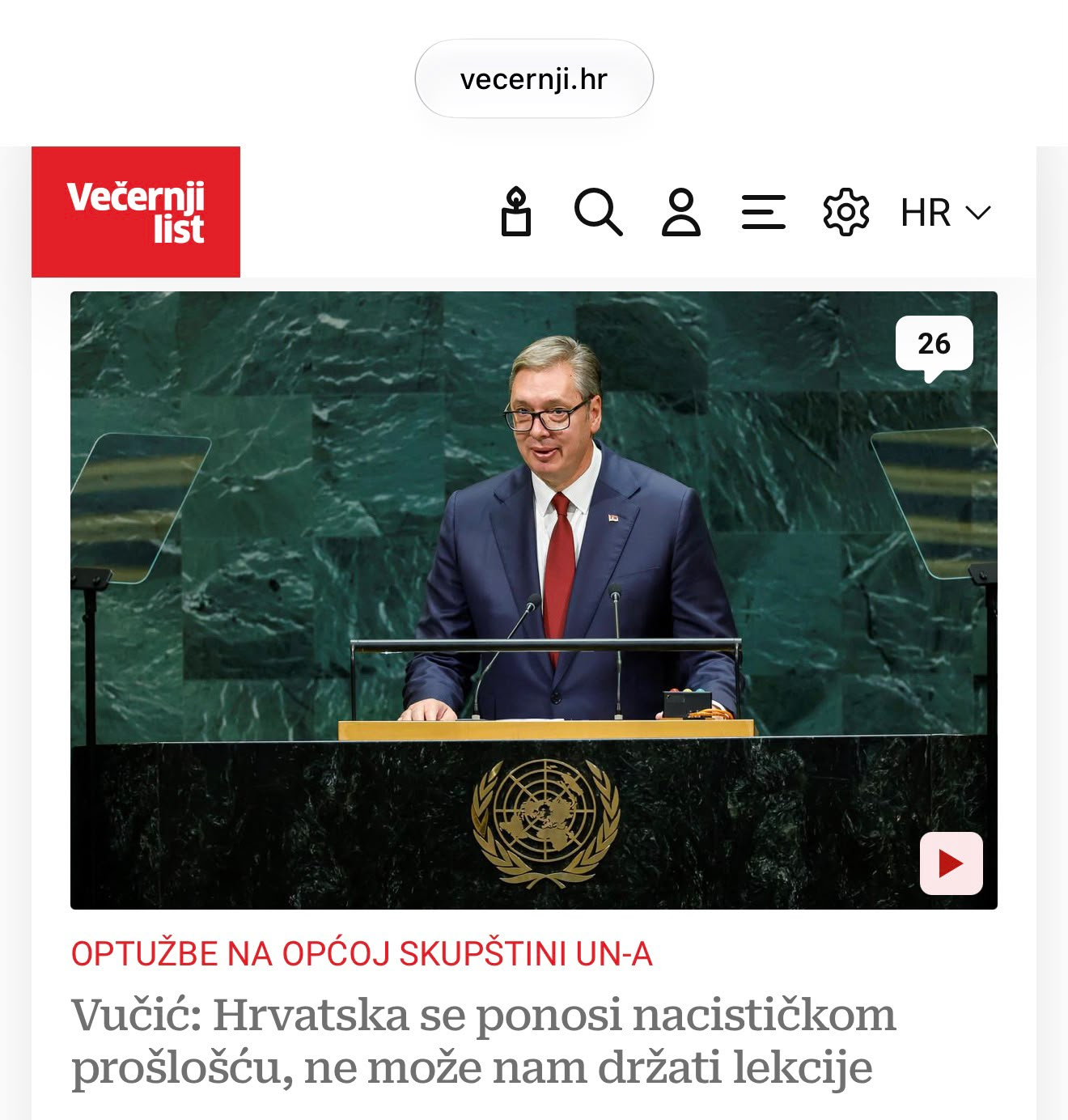Hrvati pomno pratili Vučićev govor na Generalnoj skupštini UN; Njihovi mediji sve preneli FOTO