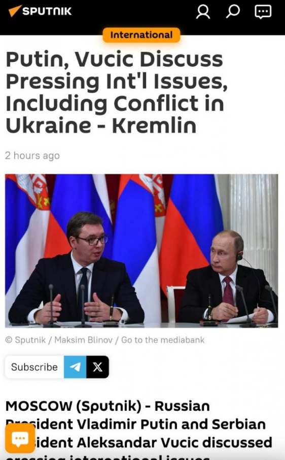 Vučić i Putin glavna tema u ruskim medijima: Razgovor dvojice lidera glavnu vest FOTO