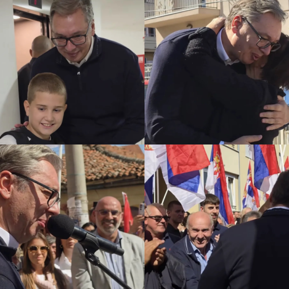 Vučić u Požarevcu; Dočekao ga veliki broj građana; Pozdravili ga aplauzom