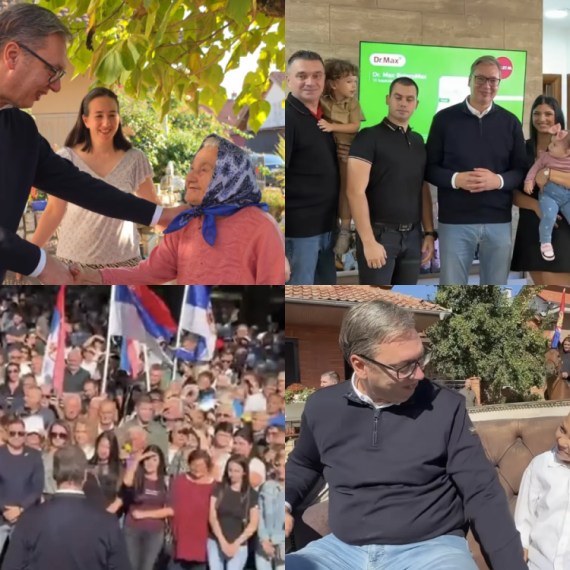 Vučić sa narodom; Veliki broj ljudi dočekao ga u Požarevcu; Obišao radove na rekonstrukciji ulica i puteva
