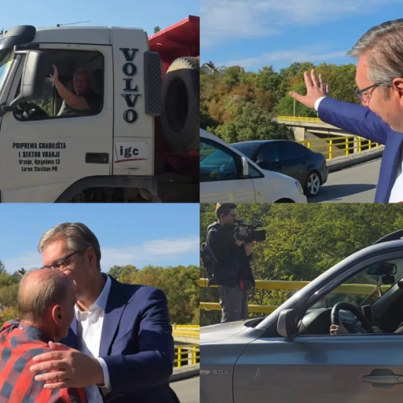 Vučić nastavio putovanje po Srbiji: Obišao radove na putu Brestovac-Selište; Ljudi prilazili da ga pozdrave