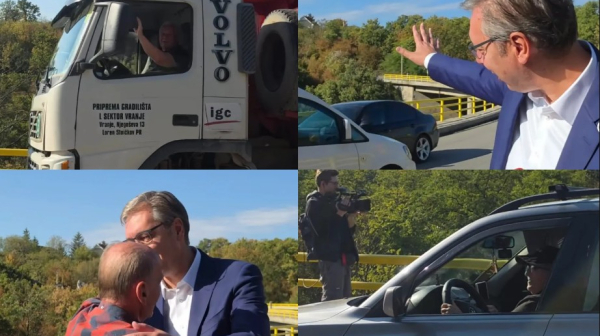 Vučić nastavio putovanje po Srbiji: Obilazi mlekaru u Podgorcu; Ljudi prilazili da ga pozdrave