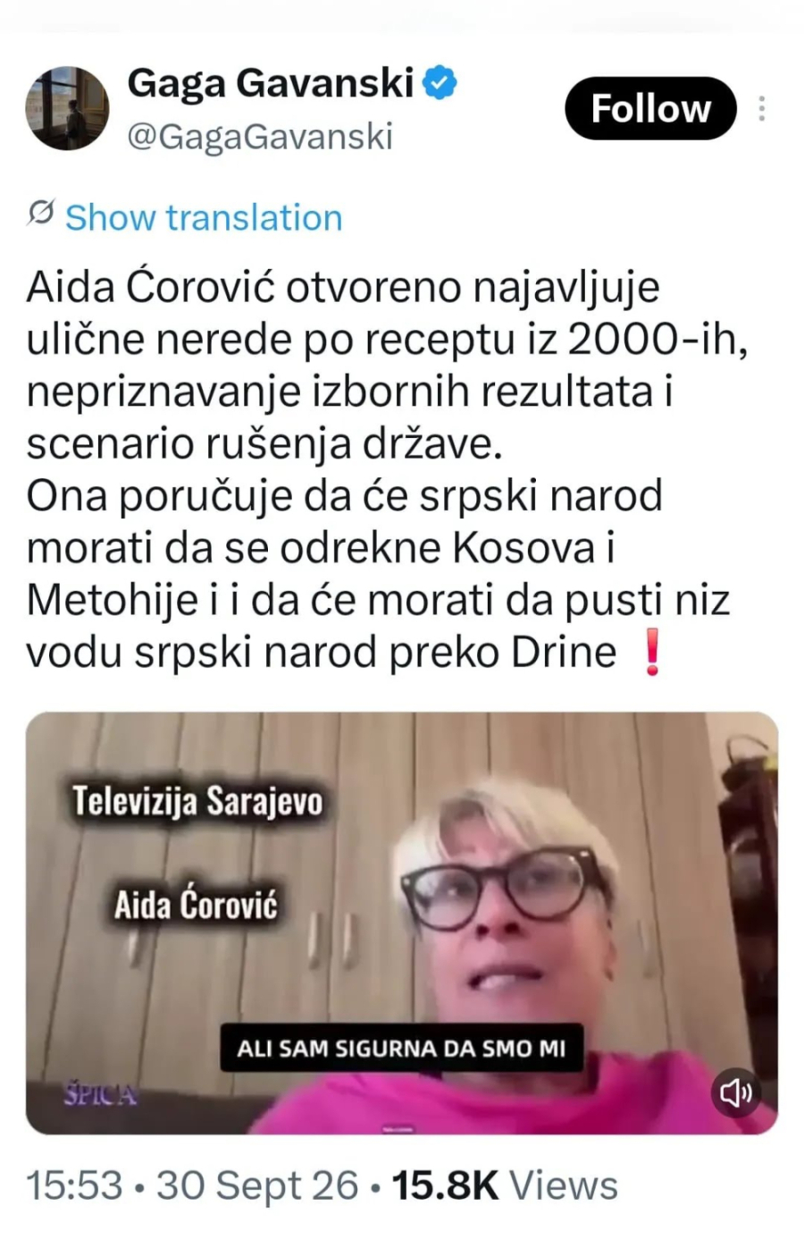 Aida Ćorović najavljuje ulične nerede; Potvrdila plan blokadera: Udarila i na KiM i Republiku Srpsku FOTO