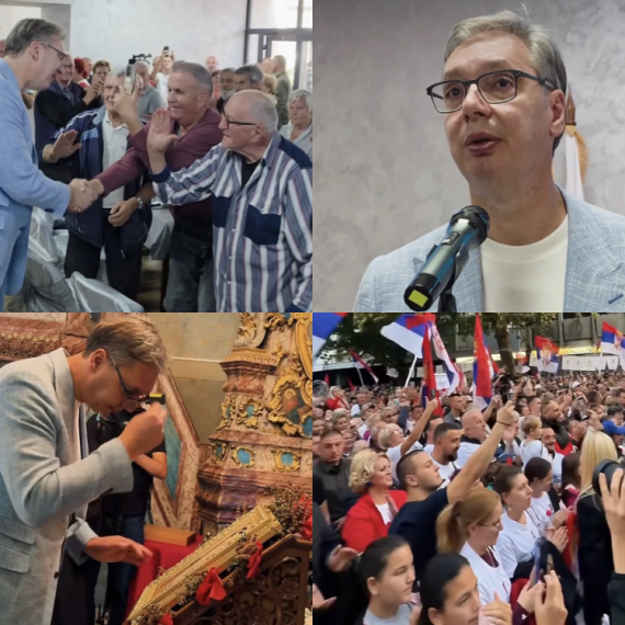 Vučić posetio Sremsku Mitrovicu; Dočekao ga veliki broj građana; "Srbija je krenula da se odupire" FOTO/VIDEO