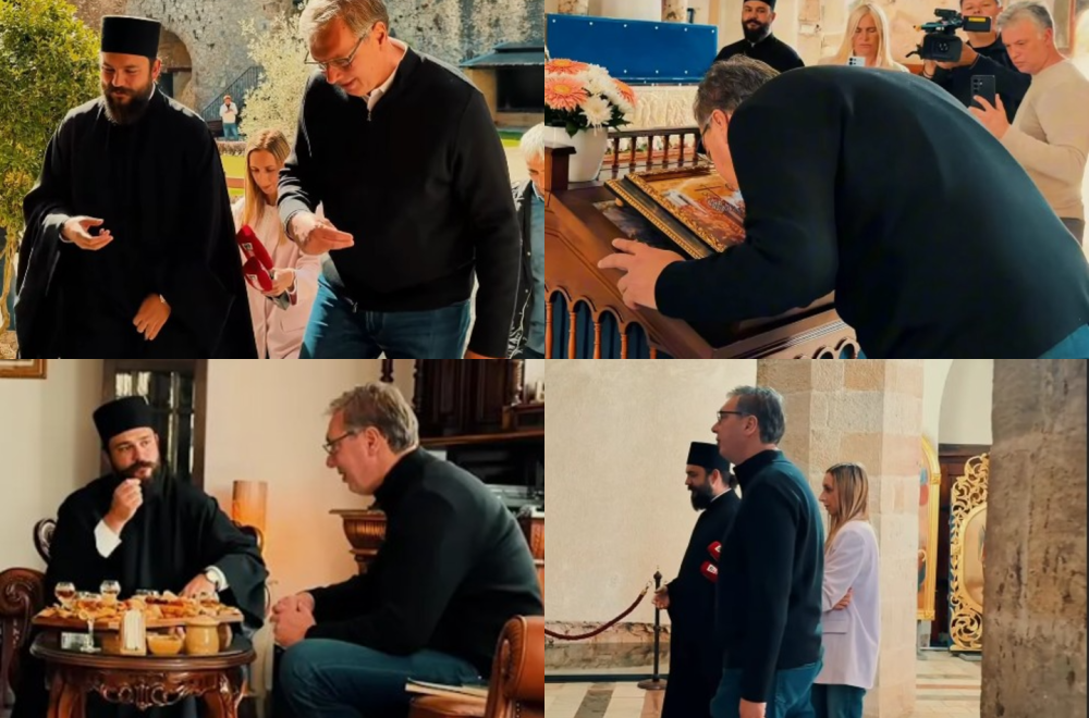Vučić u selu Krušar; Razgovara s narodom; Posetio manastir Manasiju VIDEO